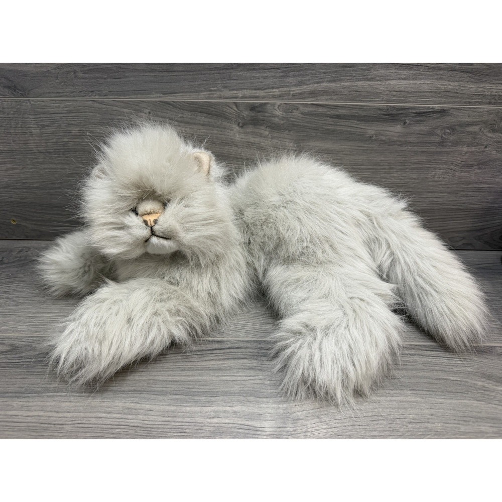 Charm Co Gray Persian Cat Plush Stuffed Toy Floppy Long Vintage Japan Soft Cute